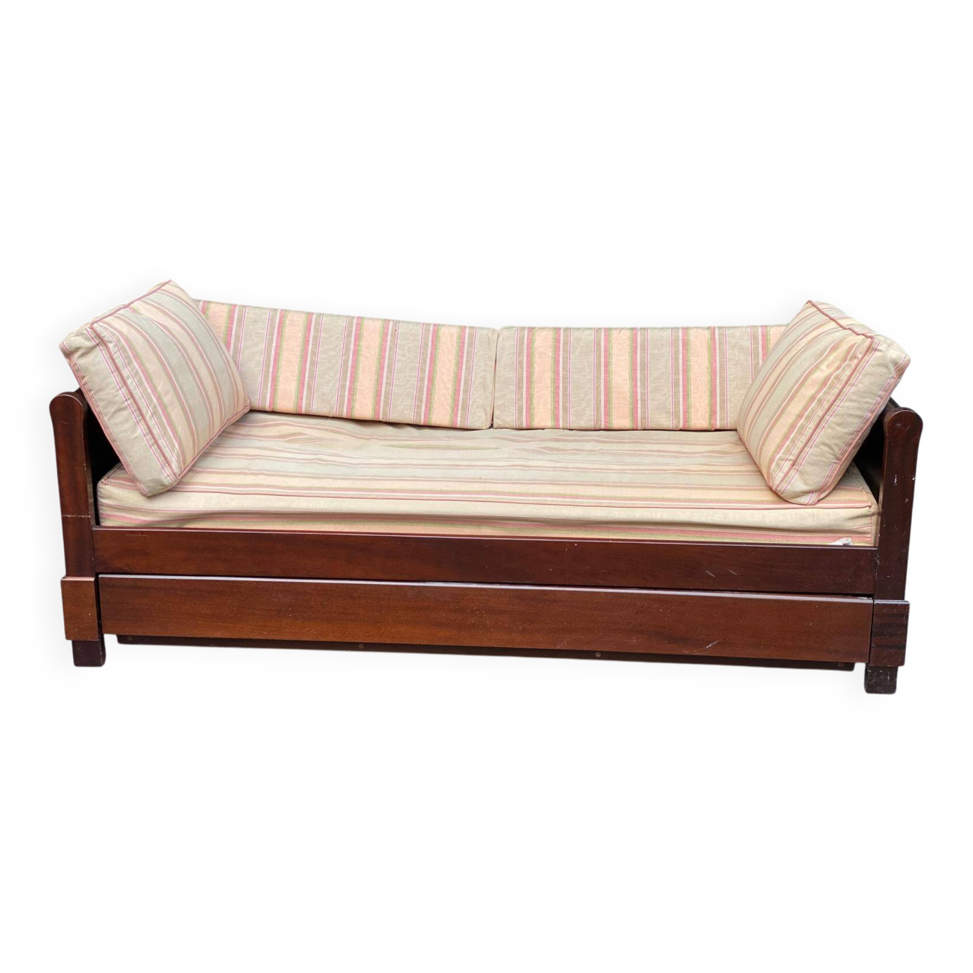 Convertible sofa bed, pull-out bed, solid wood and fabric, 200cm