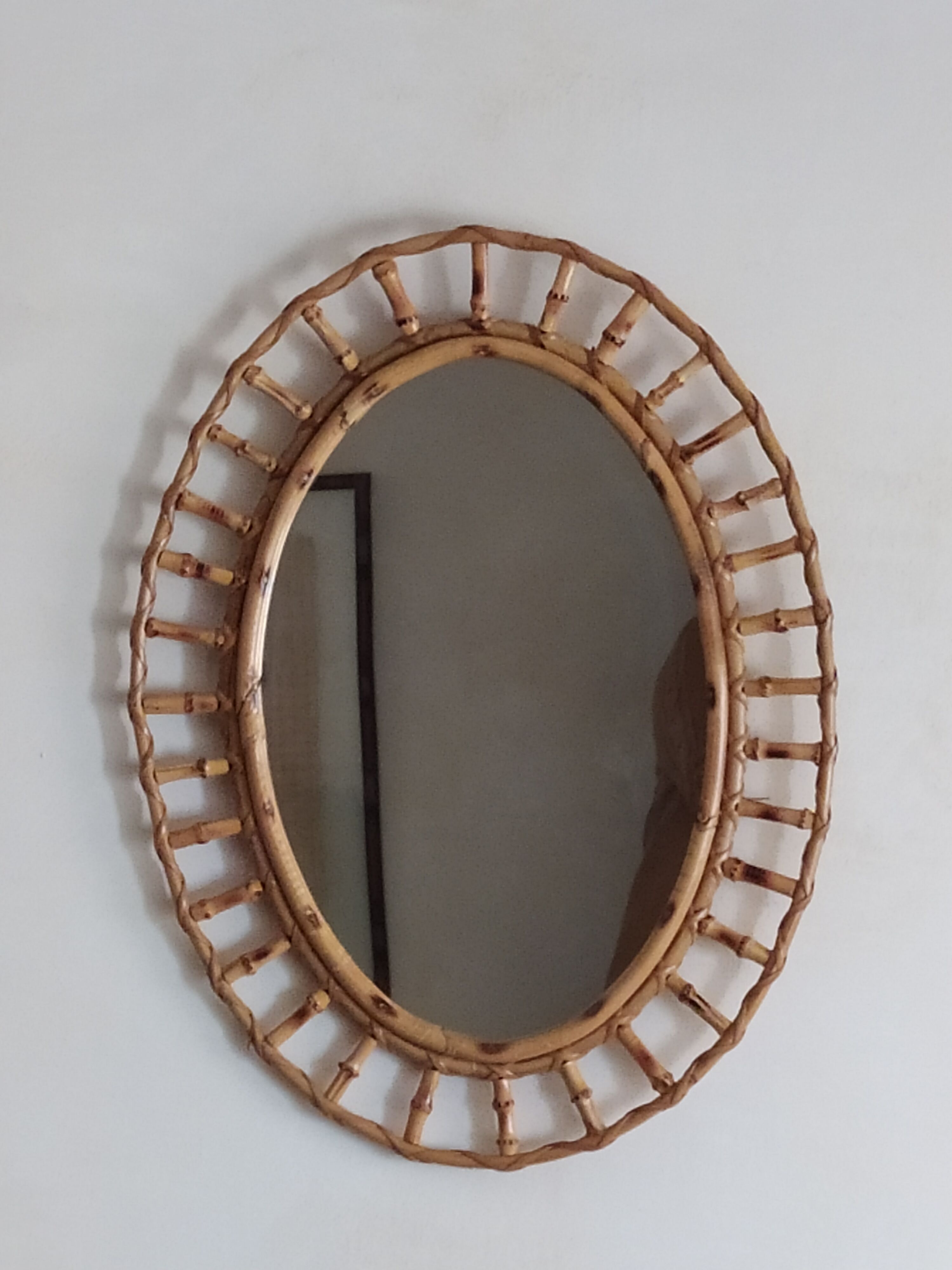 Miroir en bambou vintage