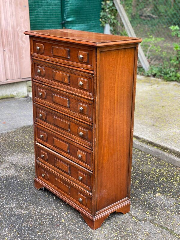 Semainier commode vintage 7 tiroirs coloniale en bois
