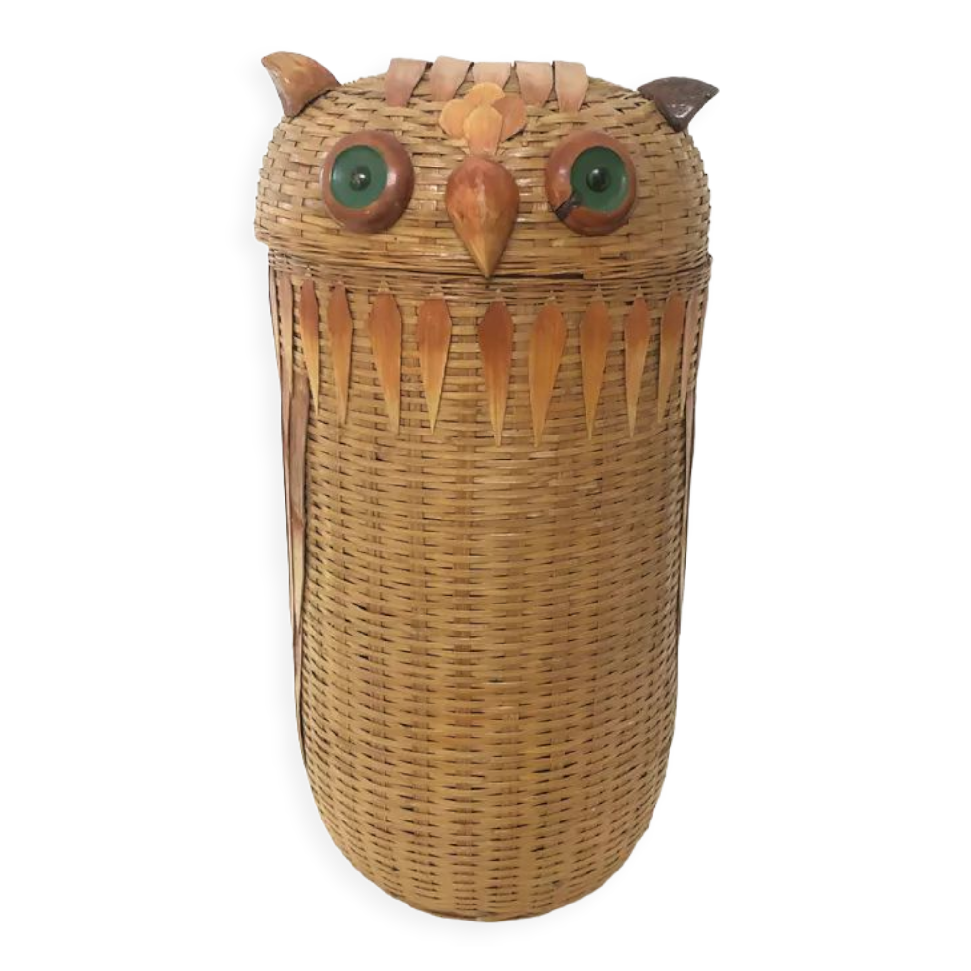 Vintage laundry basket "owls", 1970