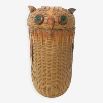 Vintage laundry basket "owls", 1970