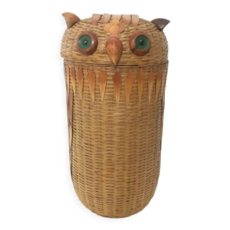 Vintage laundry basket "owls", 1970