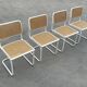 Set of 4 Cesca b32 model chairs in white by Marcel Breuer