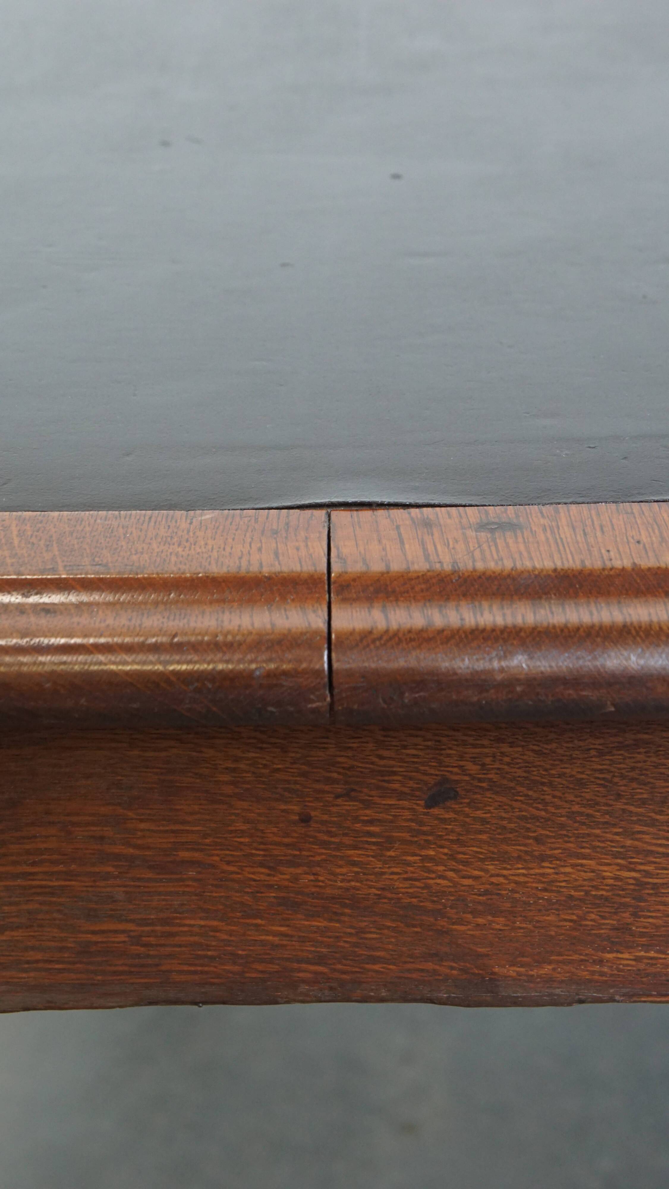 Antique English Oak Writing Desk / Partner Desk with a Leather Top