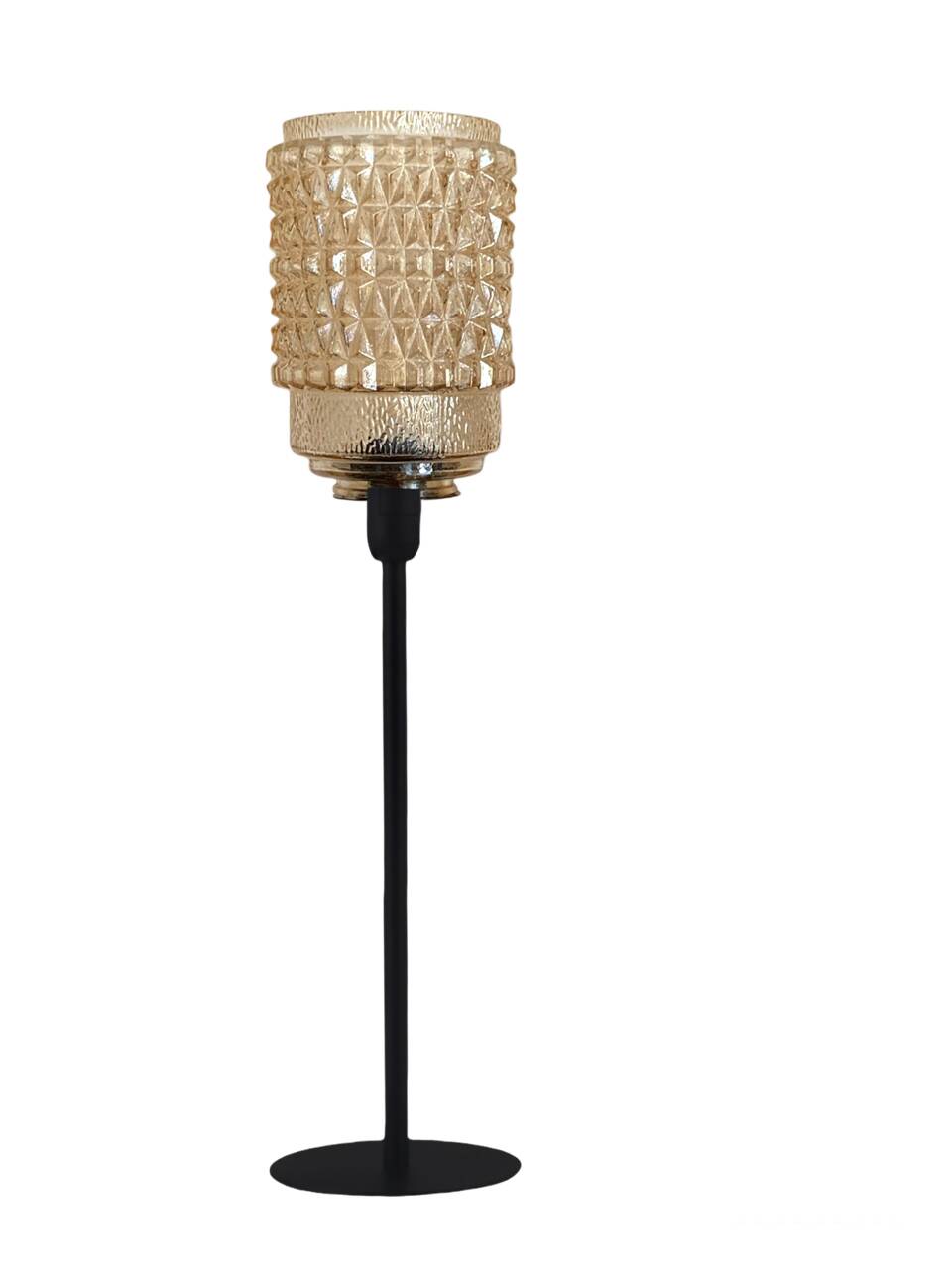 Table lamp made from an old golden glass pendant light