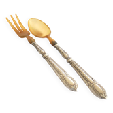 Silver-plated salad cutlery with horn – pearl and scroll decoration 1900