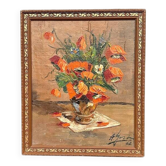 Huile sur toile originale suédoise – « Nature morte avec vase » par J. Å. Enghed – Signée – Vintage et encadrée – 40 × 32 cm (15,7" x 12,5")