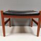 Danish Teak Footstool, Black Skai Leather, 1960s Spøttrup Design