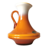 Vintage Murano Cased Glass Vase: Retro Orange Ceramic, 70s Yugoslavia