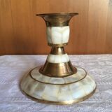 Brass and mother-of-pearl candle holder