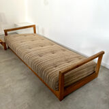 Old wooden sofa vintage brutalist design 60s