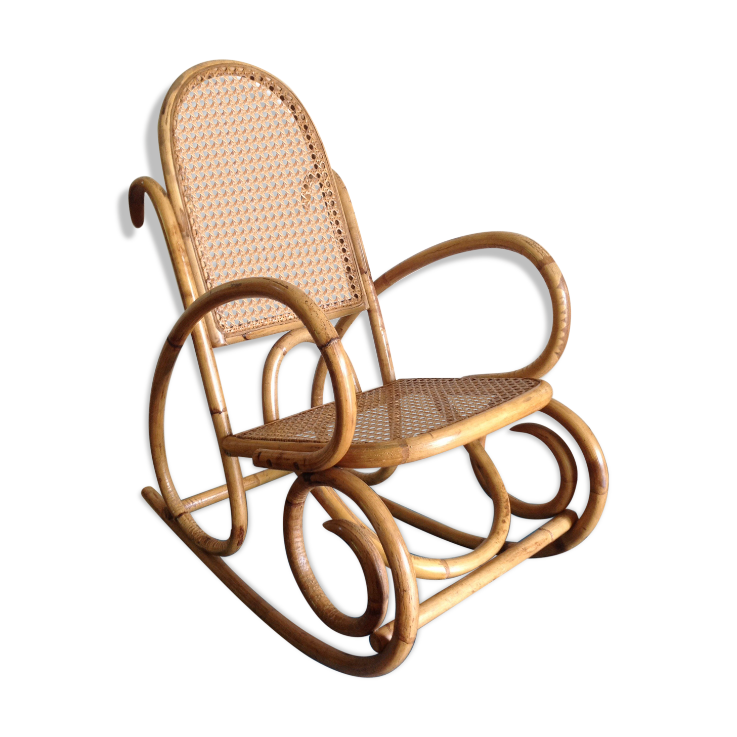 Rocking chair child rattan wicker nsac retro old vintage