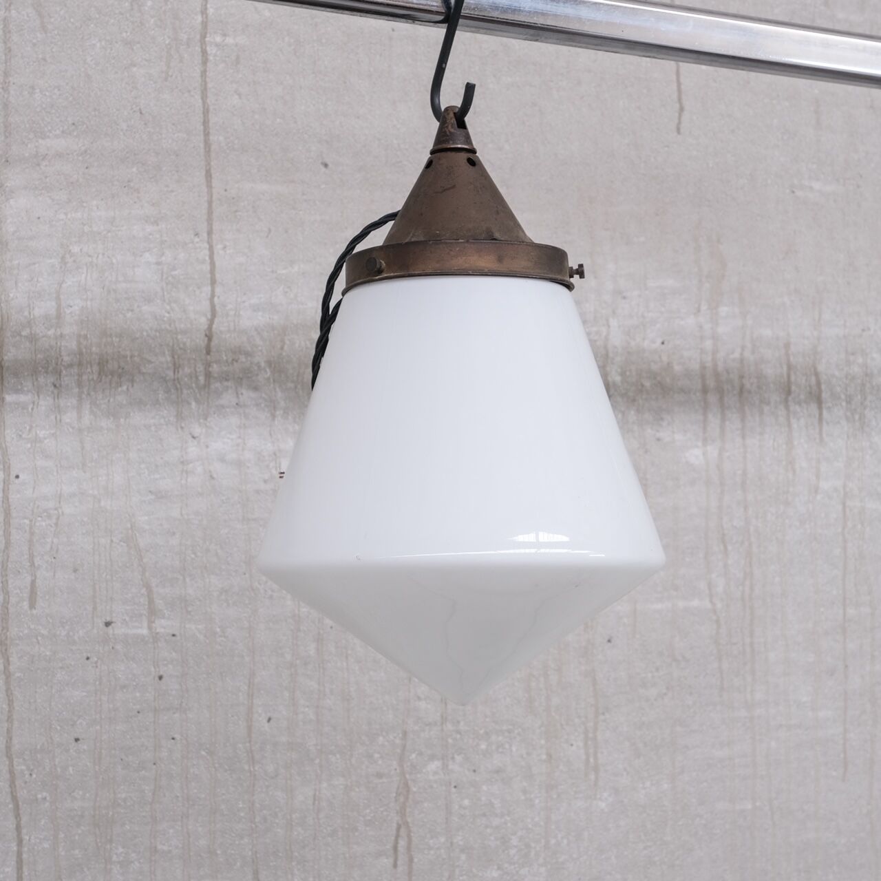 Mid-century opaline conical pendant light
