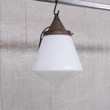 Mid-century opaline conical pendant light