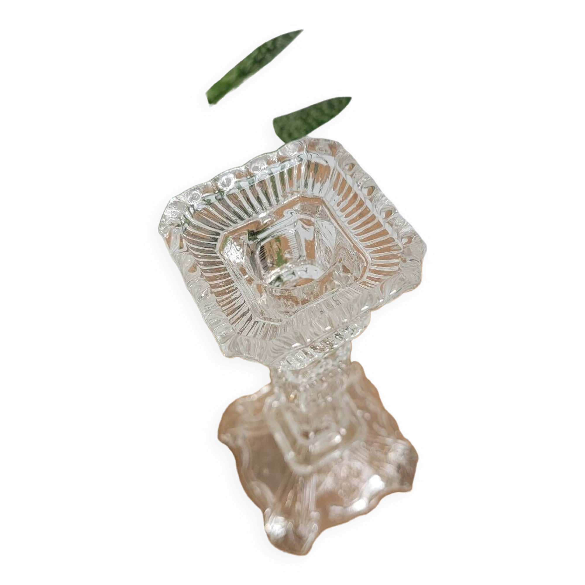 Large bucolic glass candlestick