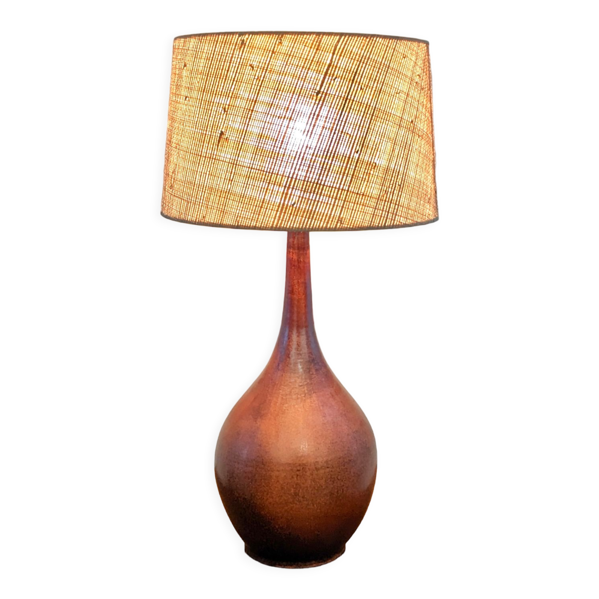 Red ceramic lamp by Jacques Ligner