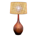 Red ceramic lamp by Jacques Ligner