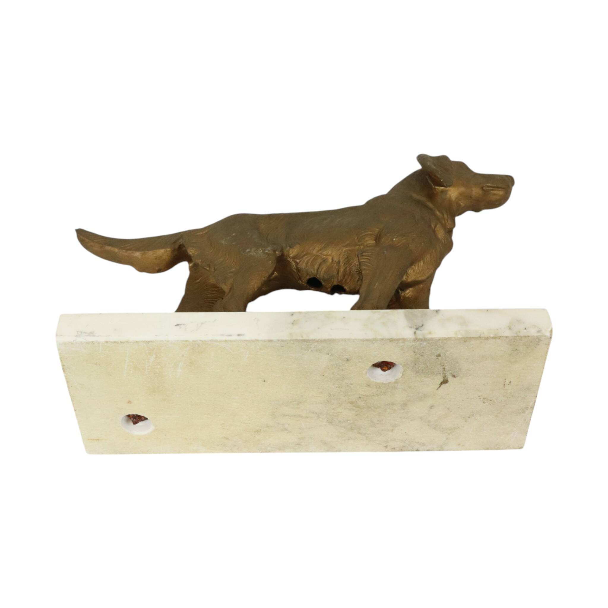 Art Deco Dog on Marble Base, Gold-colored Zamak