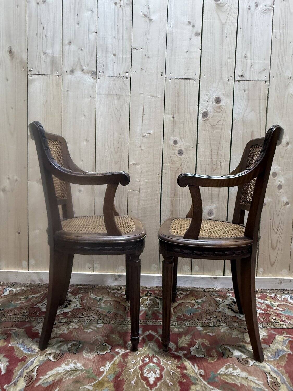 Pair of caned armchairs in Louis XVI style