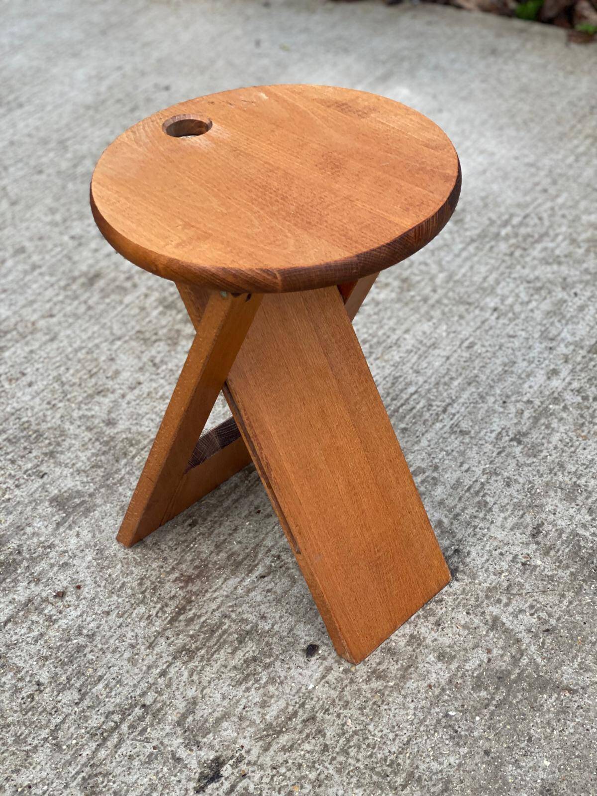 Tabouret pliable Suzy en hêtre massif par Adrian Reed 1980