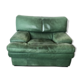 Roche Bobois green leather armchair