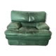 Fauteuil cuir vert Roche Bobois