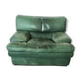 Roche Bobois green leather armchair