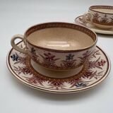 3 cups and saucers, Sarreguemines, Derby model, ironstone, early 20th century