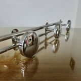 Wall coat rack with 4 hooks in chrome metal 1970