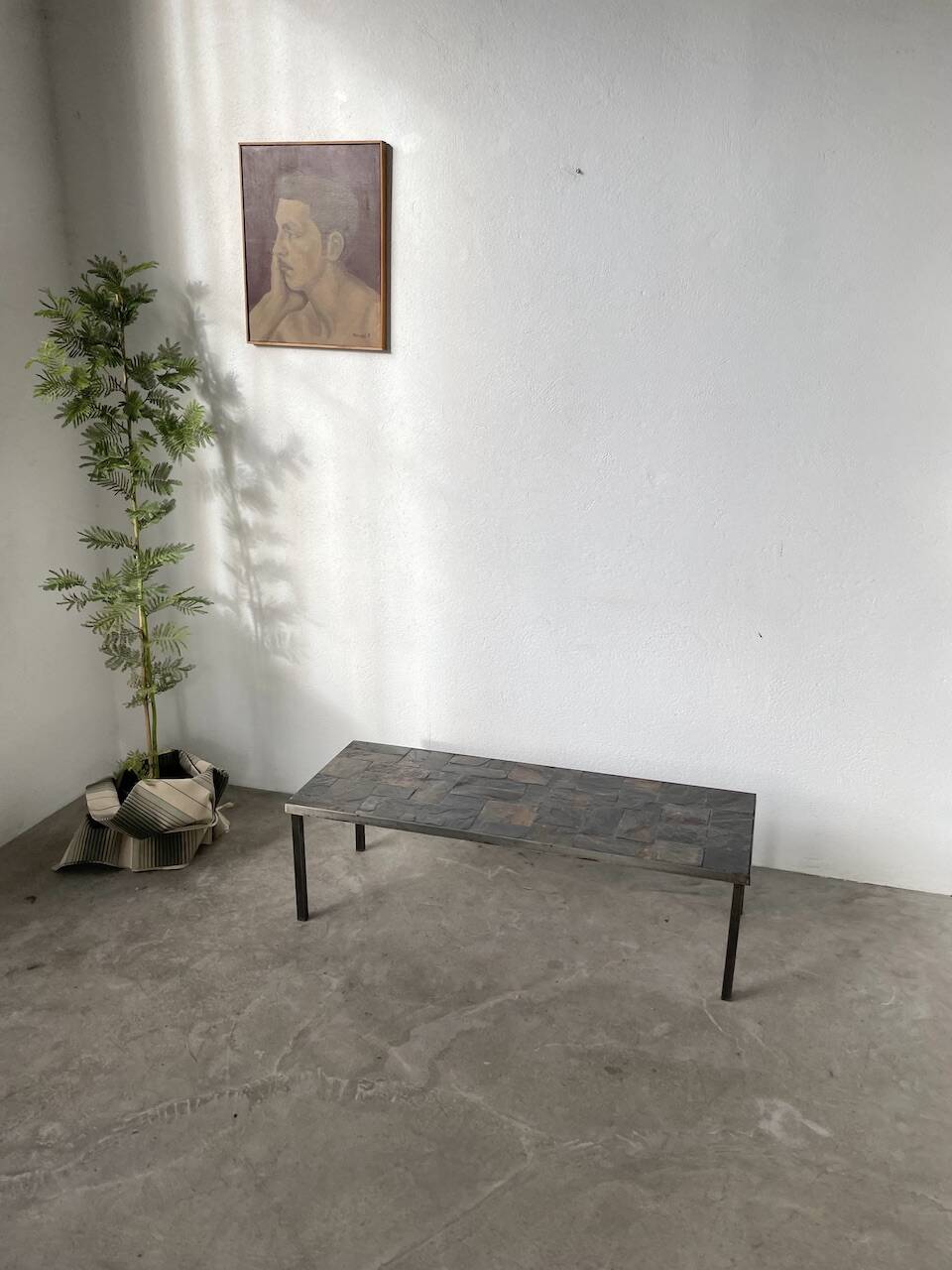 1950s slate coffee table
