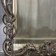 Mirror 191x122 cm period XIXth in natural wood, decoration of chimeras, satyrs
