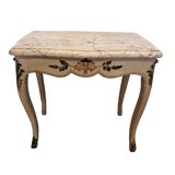Table peinte classique vintage avec plateau en marbre, années 1950