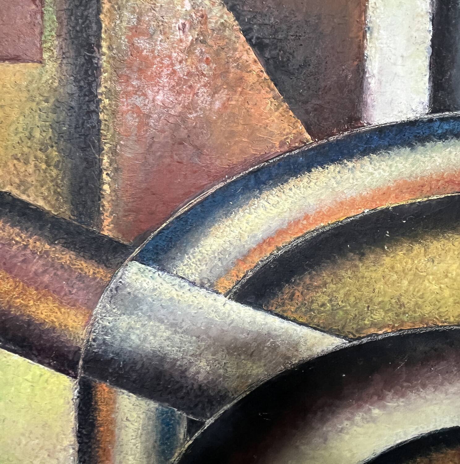 Cubist painting 1950 signed S. Montegnie
