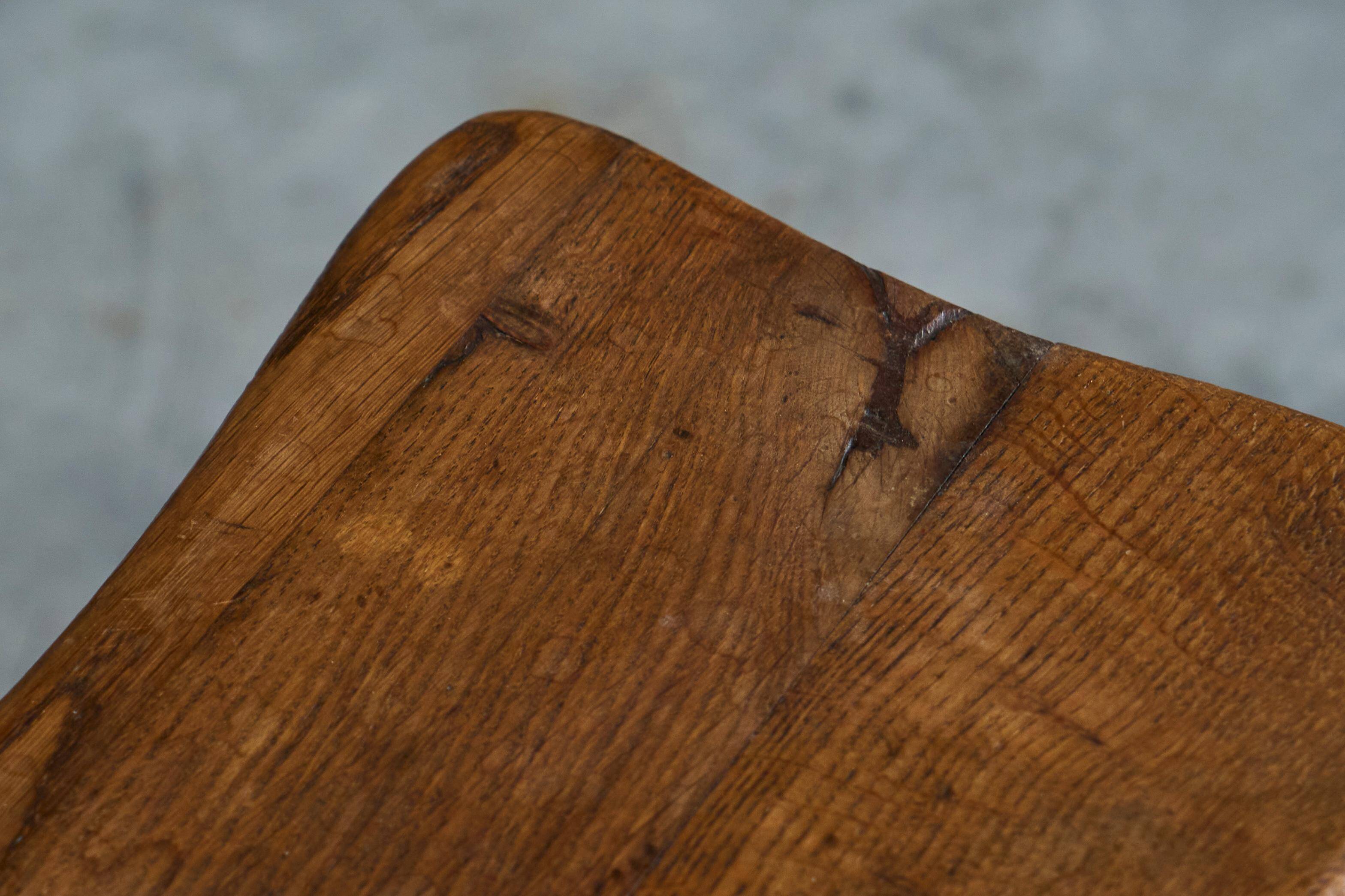 Tripod stool in solid oak, 1950s