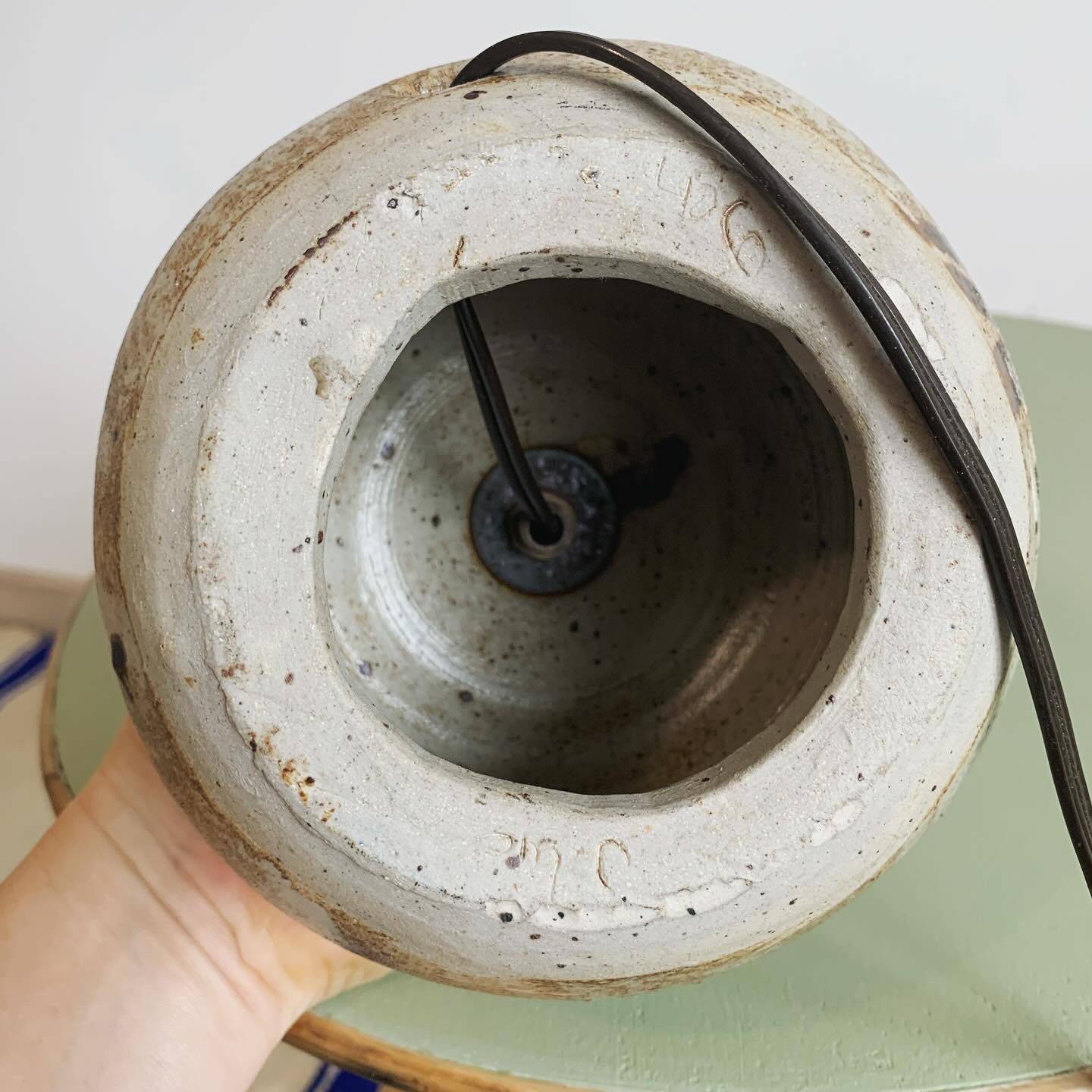 Vintage enamelled stoneware lamp base