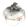 Limoges porcelain candy box, old art deco white flower jewelry box