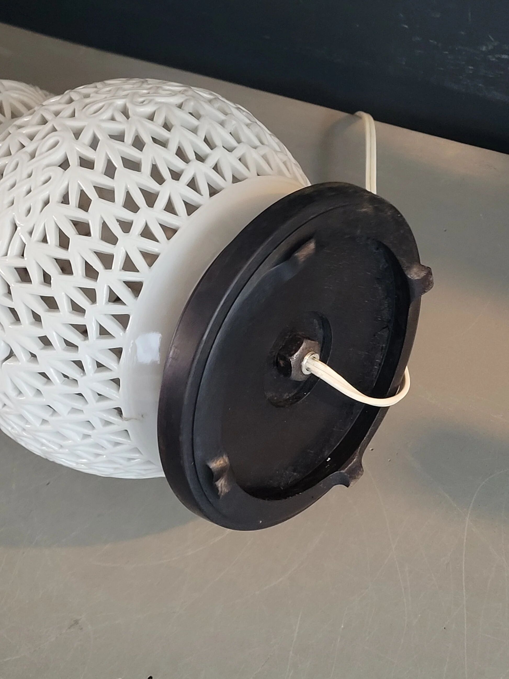 Lampshade in perforated ceramic