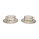 Two MOUSTIER cups decorated with flowers signed