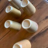 6 vintage Digoin sandstone mugs