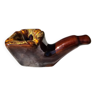 Vallauris majolica ashtray, pipe-shaped ashtray, 1950s