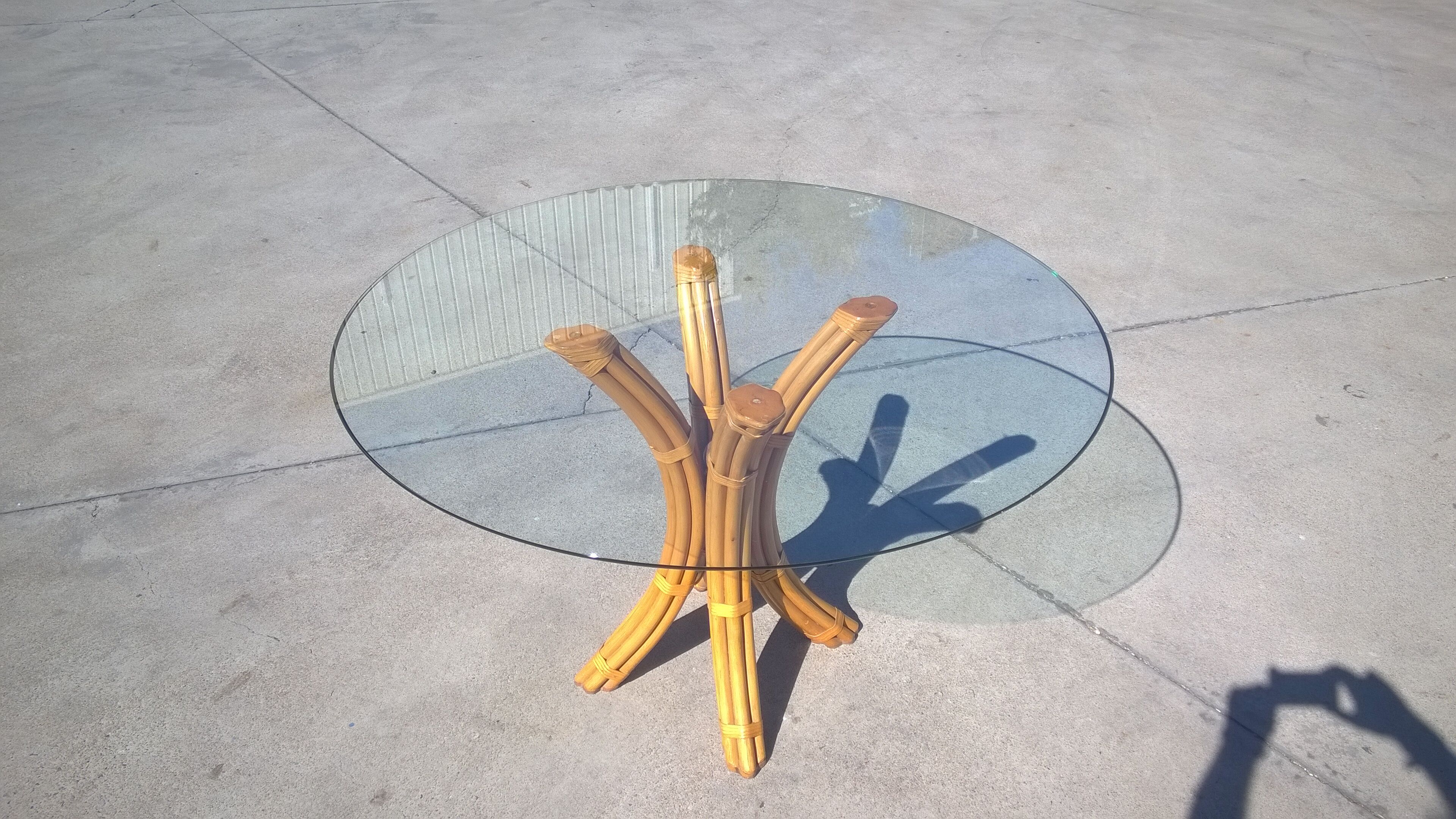 Bamboo and glass dining table