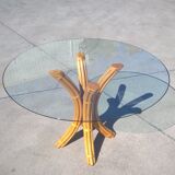 Bamboo and glass dining table