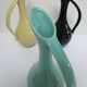 Three ceramic enamels design 60s soliflores black yellow green