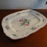 Large dish KG Lunéville street lamp tulip and flowers - 35.5 cm x 28 cm