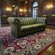 Antique green leather Chesterfield / sofa / couch