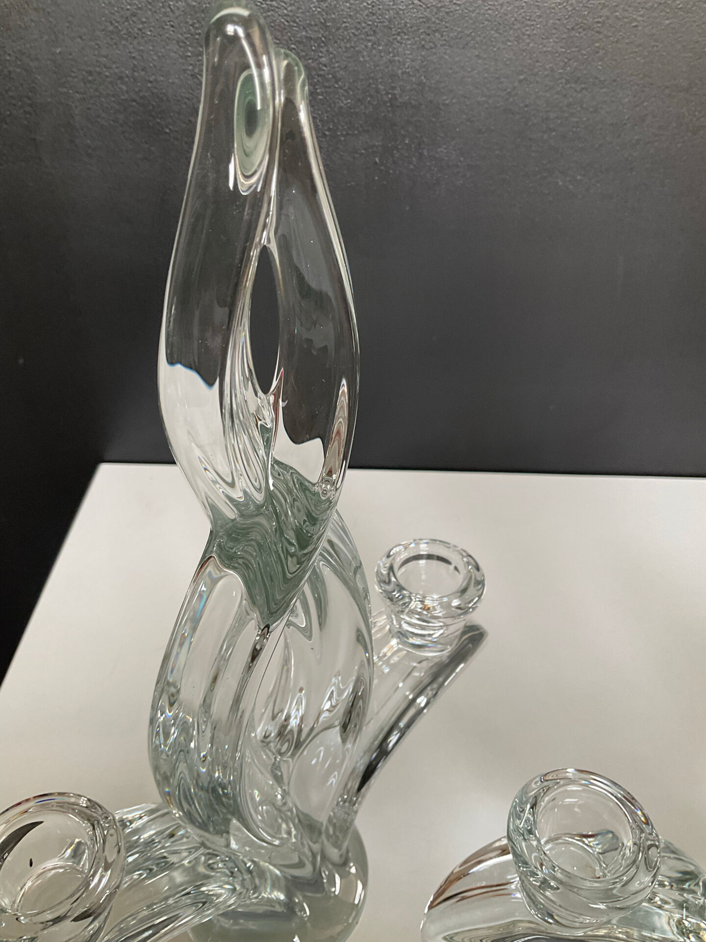 Pair of vintage crystal candlesticks from Vannes