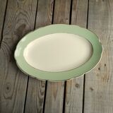 Oval Ceramics Plate Villeroy Boch Green Edge Mint and Gold