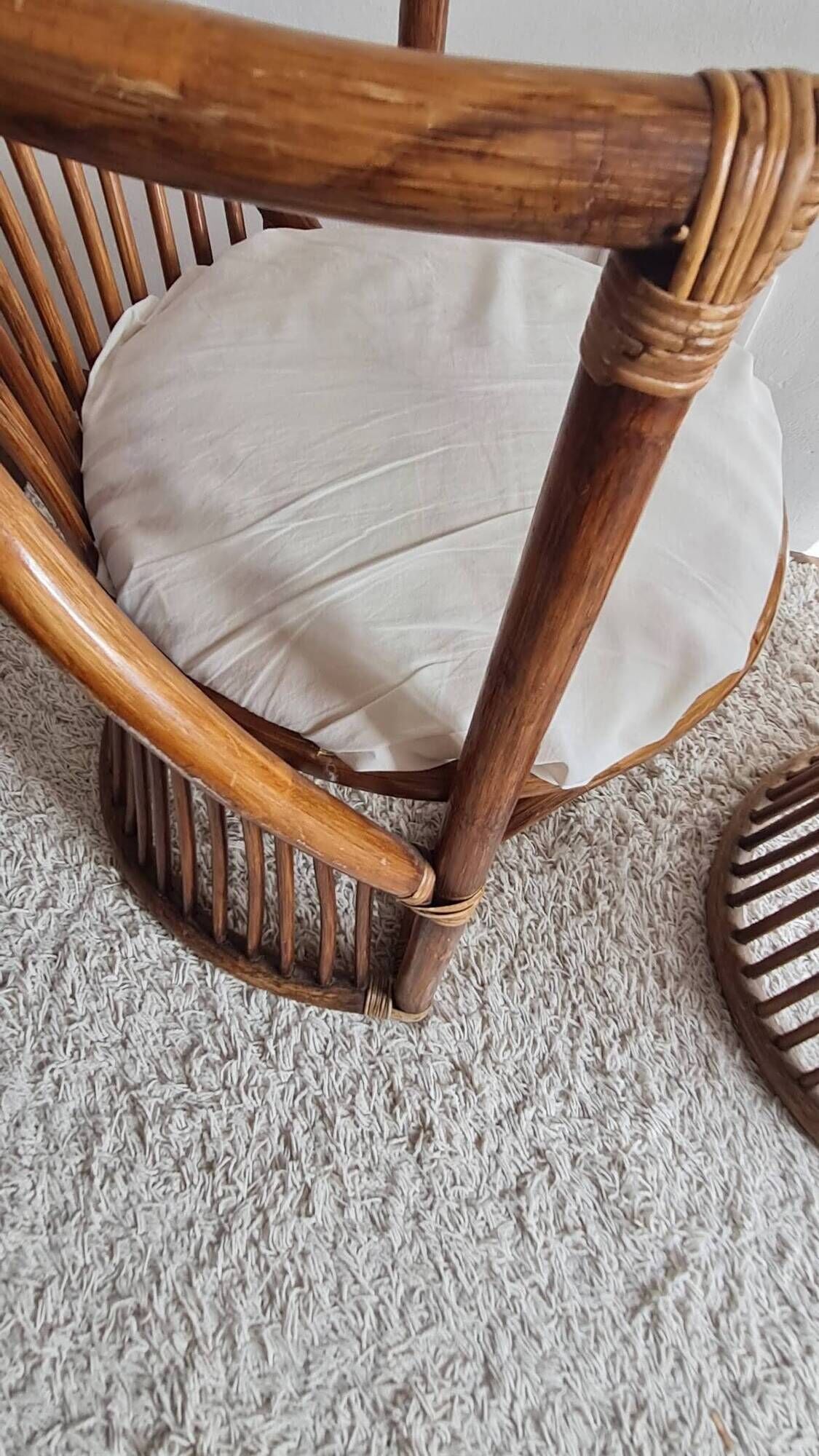 Pair of vintage rattan armchairs circa the 1960s.