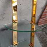 Wall shelf in gilded metal and glass/1980s