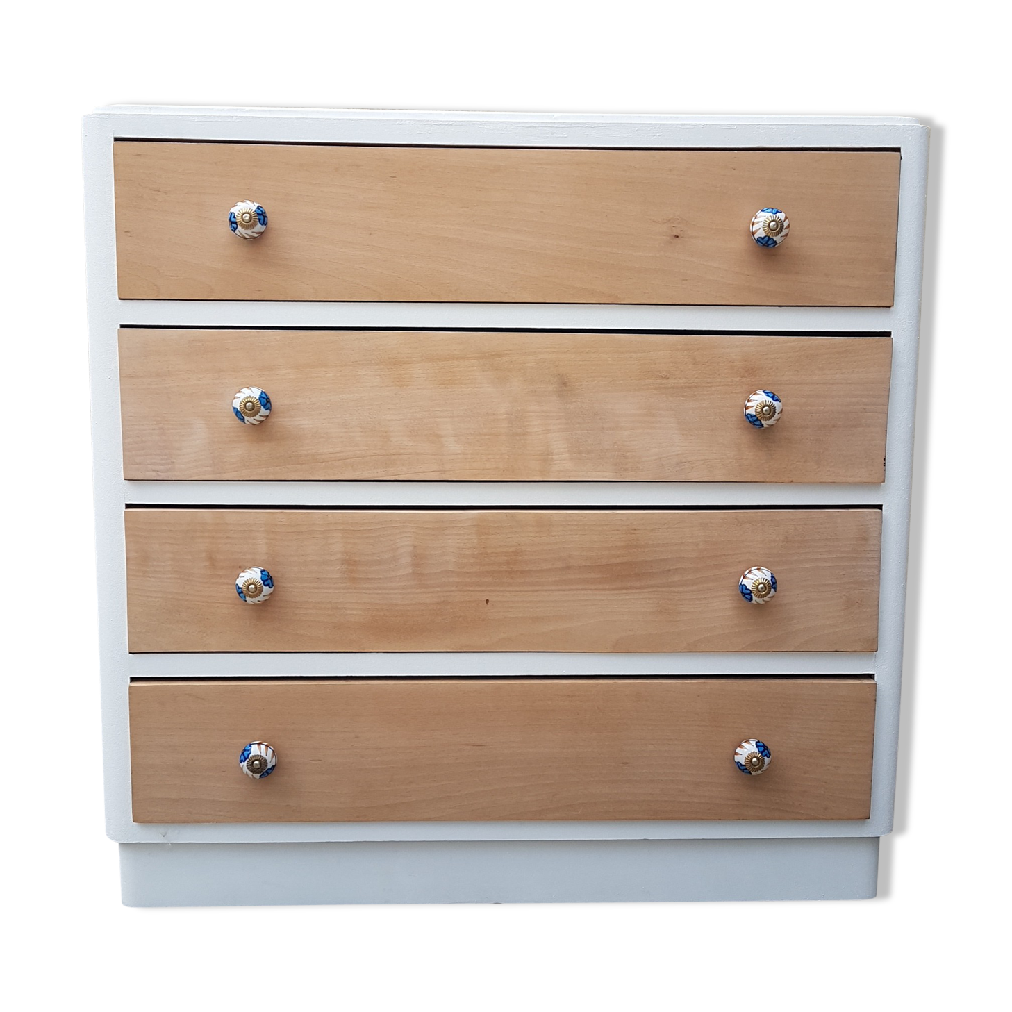 Large chest of drawers vintage wood white year 50